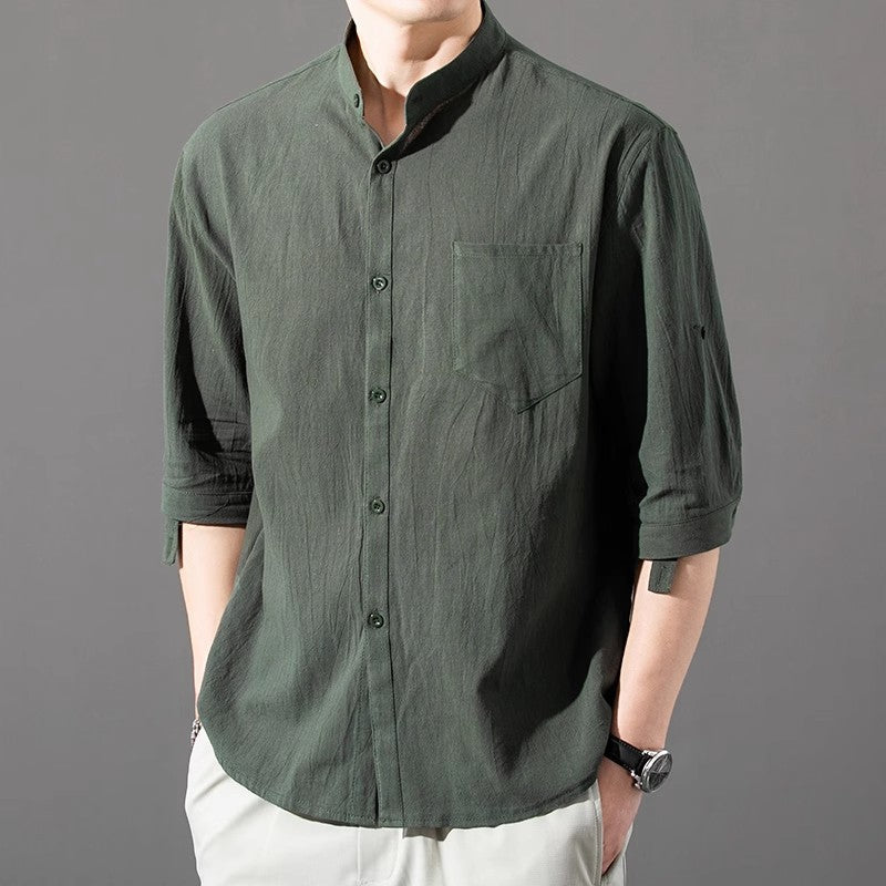 Ashby Mandarin Cotton Shirt