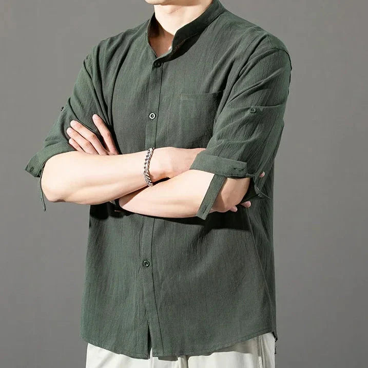 Ashby Mandarin Cotton Shirt