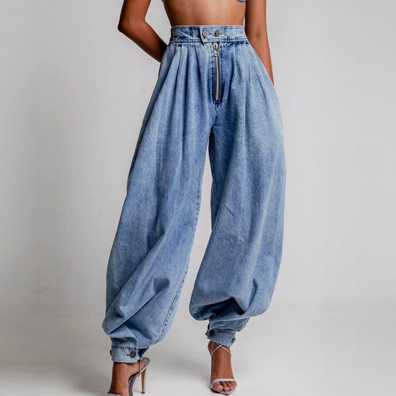 High Waist Denim Balloon Jeans