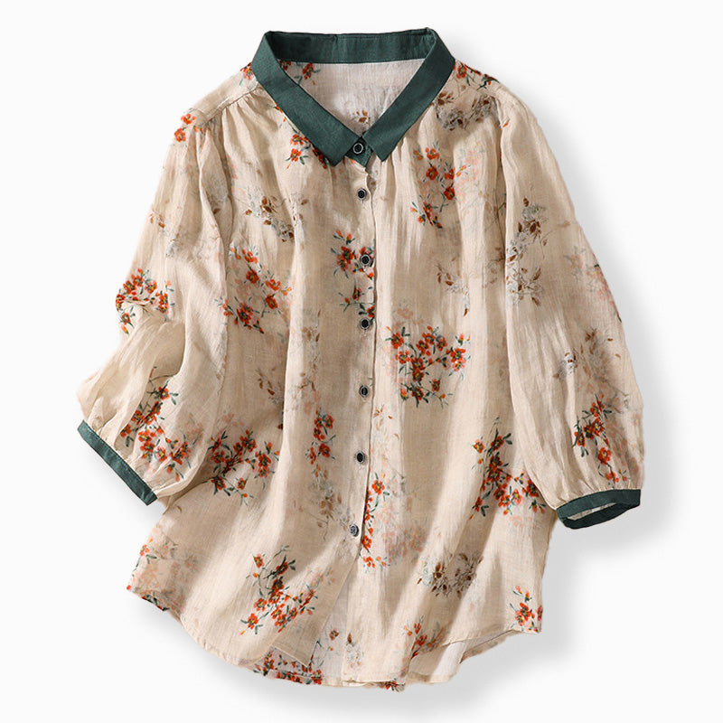 Botanical Breeze Linen Blouse