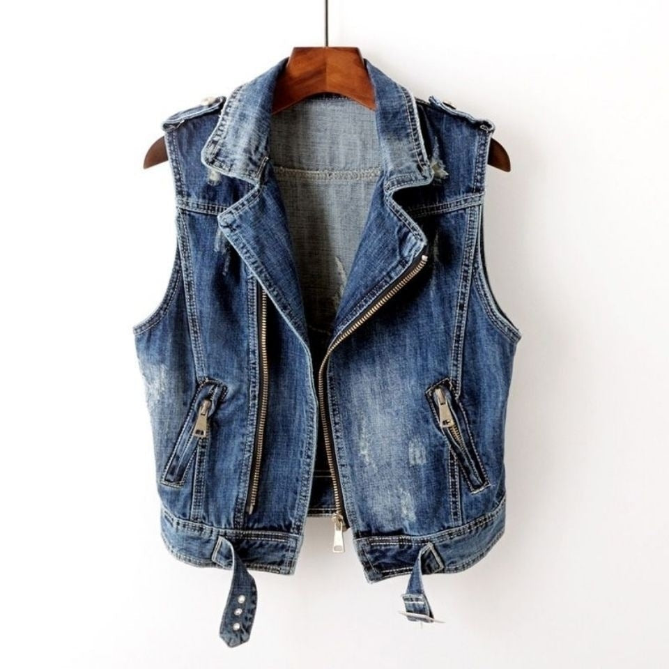 Kara Moto Denim Vest