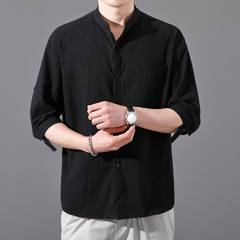 Ashby Mandarin Cotton Shirt