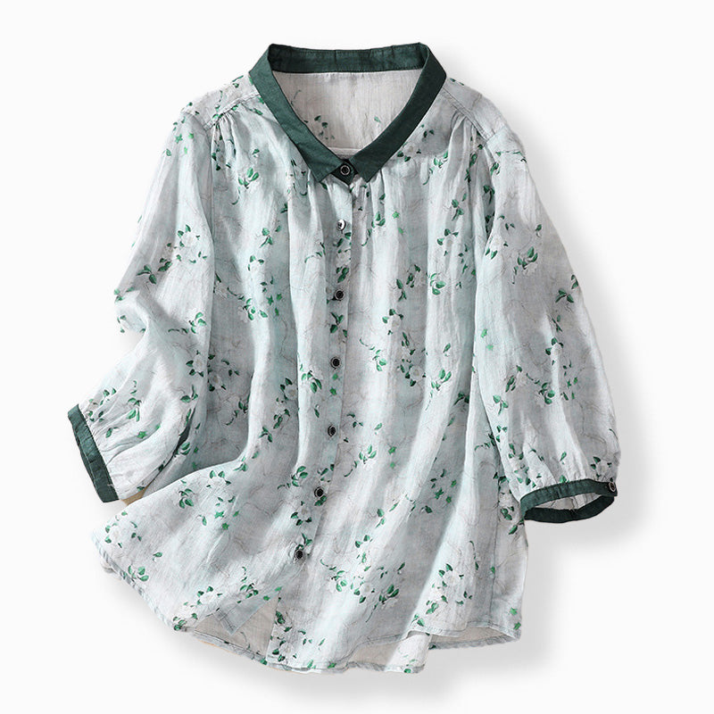 Botanical Breeze Linen Blouse