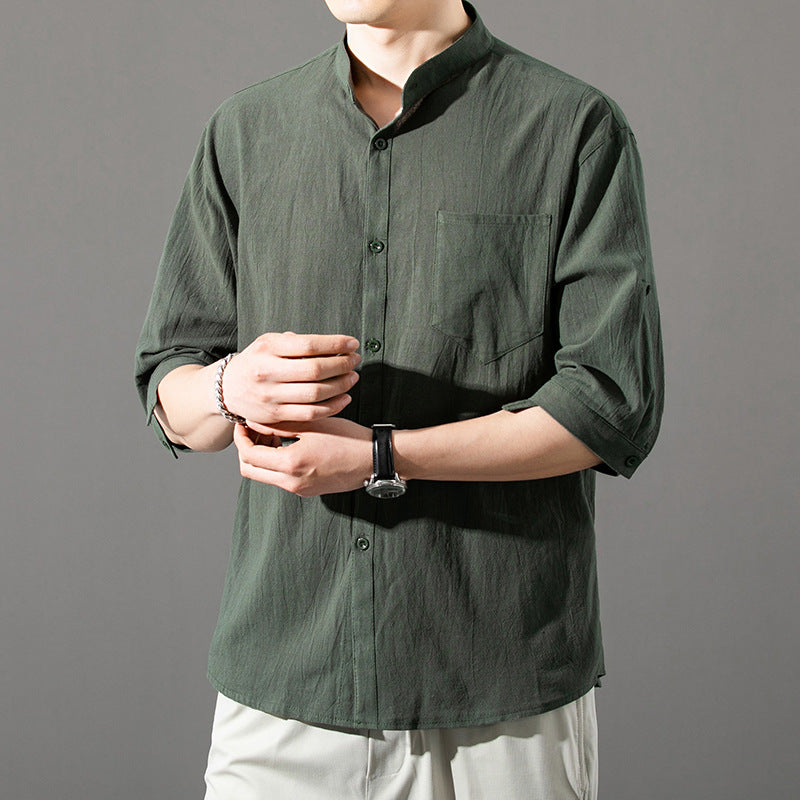Ashby Mandarin Cotton Shirt