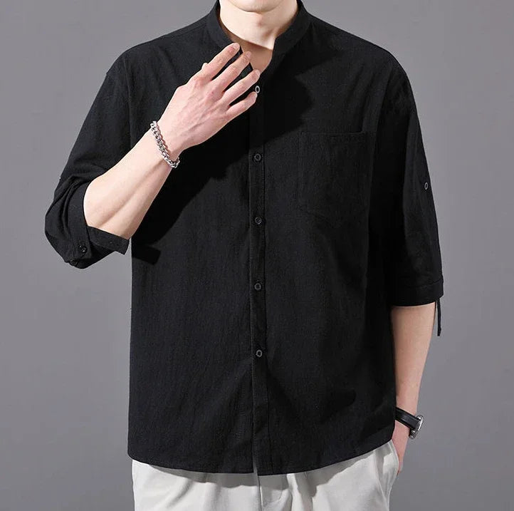 Ashby Mandarin Cotton Shirt
