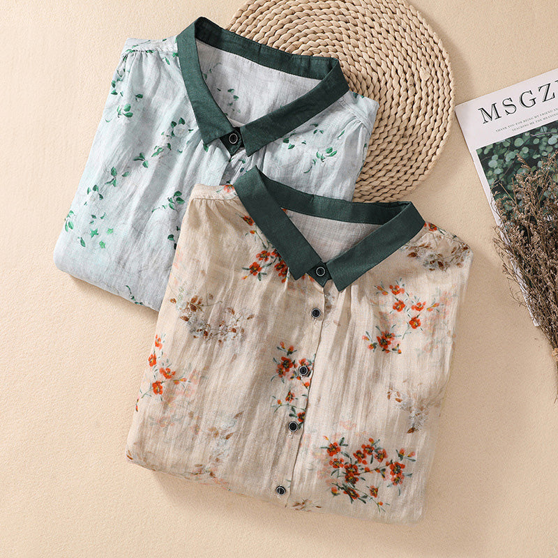Botanical Breeze Linen Blouse